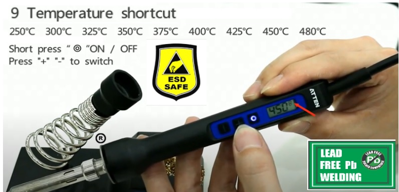 atten hand digital soldering iron 9 προεπιλογές θερμοκρασίας