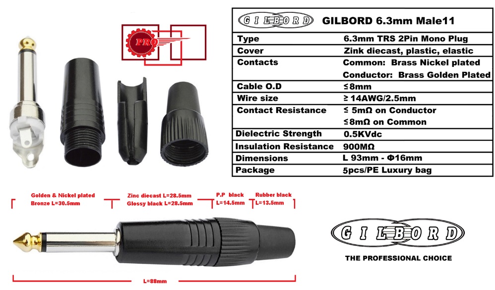 gilbord male11 6.3mm carfi fis trs description and technical data
