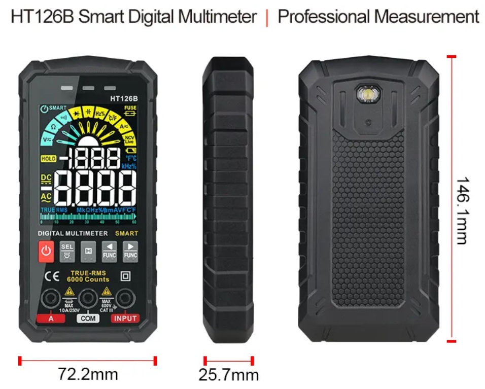 habotest ht126b digital multimeter dimensions